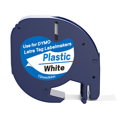 Dymo 91221 kompatible Etikettenband, Schwarz auf weiß, 12mm x 4m