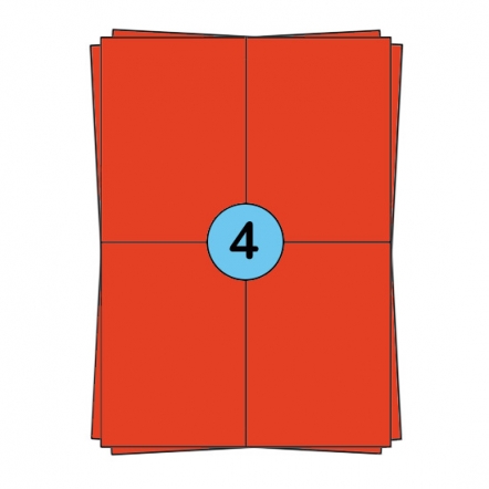 A4 Stickerbögen 104 x 148 mm, Rot, 400 Etiketten