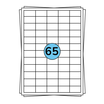 A4 Stickerbögen 38 x 21 mm, 6.500 Etiketten