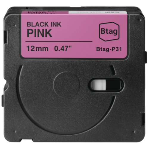 Brother Btag-P31 kompatibles Beschriftungsband schwarz auf Rosa 12mm