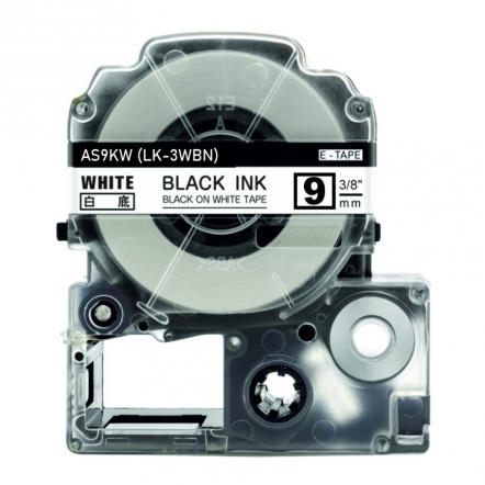 Epson LK-3WBN kompatible Etikettenband, Schwarz auf weiß, 9mm x 8m