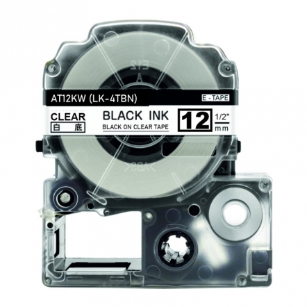 Epson LK-4TBN kompatible Etikettenband, Schwarz auf transparent, 12mm x 8m
