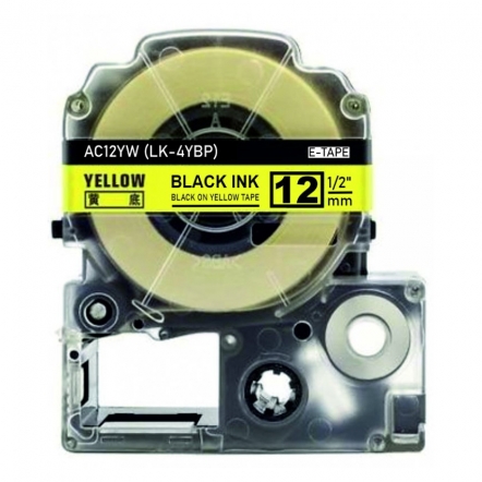 Epson LK-4YBP kompatible Etikettenband, Schwarz auf gelb, 12mm x 8m