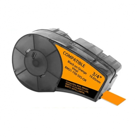 Brady M21-750-595-OR kompatible Etikettenband, Schwarz auf orange, 19,1mm x 6,4m