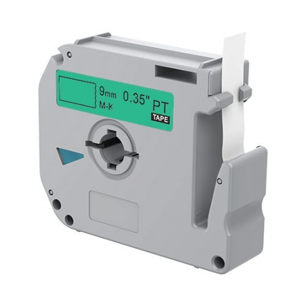 Brother M-K721 kompatible Etikettenband, Schwarz auf grün, 9mm x 8m